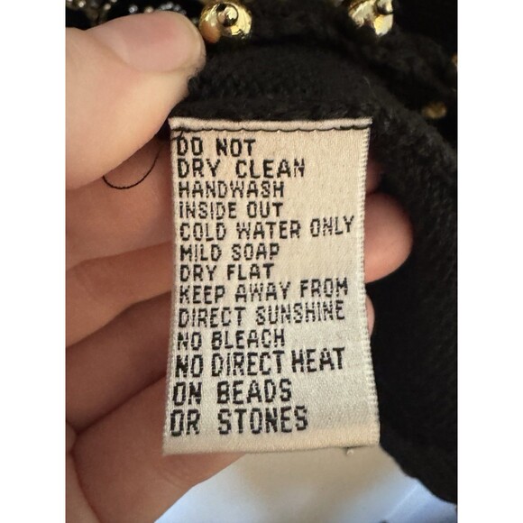 Vintage Michael Simon Black Gold Beaded Embroidered Sweater Cardigan Size 1 S/M - Picture 5 of 11